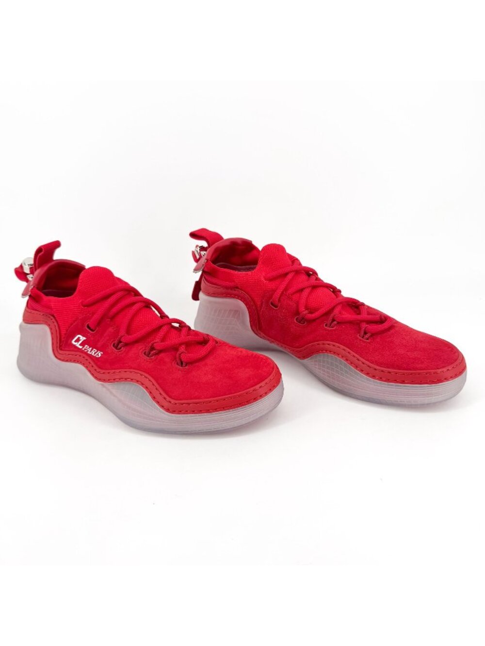 Christian Louboutin Arpoador Red Drawstring Sock Sneakers Size 41 US 11 Women's